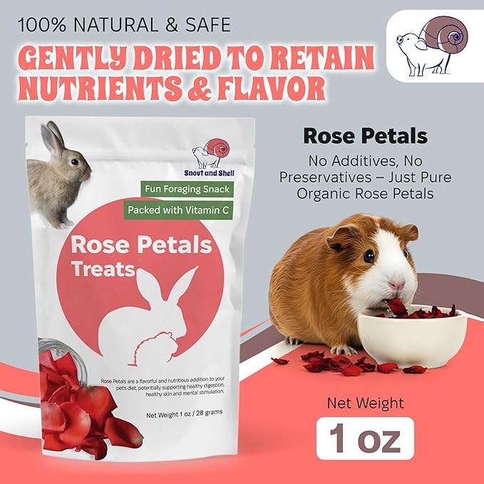 Snout and Shell Small Pet Mega Pack – 6 Natural Treats: Pea Flakes, Dandelion, Raspberry Leaf, Marigold, Rose Petals &amp; Hibiscus – For Rabbits, Guinea Pigs, Chinchillas &amp; More – Foraging &amp; Health Boost