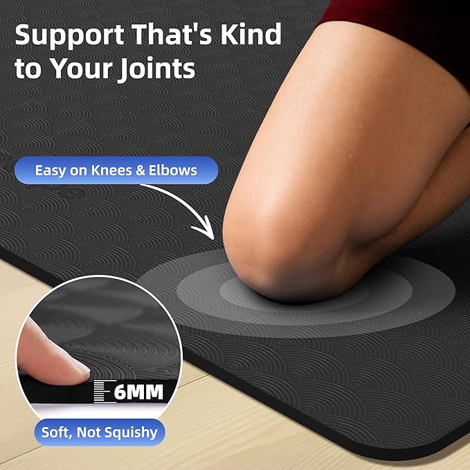 Extra Large Yoga Mat - 72"x35", 72"x48", 78"x57" - Wide TPE Exercise Mat for Home, Stretching, Couples &amp; Family Workouts - 6-12mm Thick, Non-Slip &amp; Waterproof - with Carry Bag and Straps