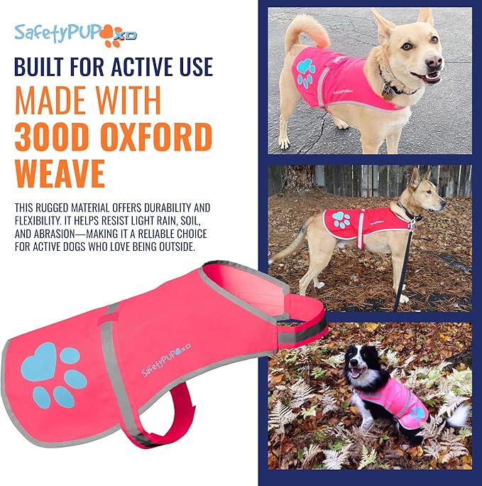 Dog Reflective Vest – Hi-Vis Fluorescent Visibility That Helps to Safeguard Your Pet On/Off Leash in Urban &amp; Rural Areas (Pink, Small)