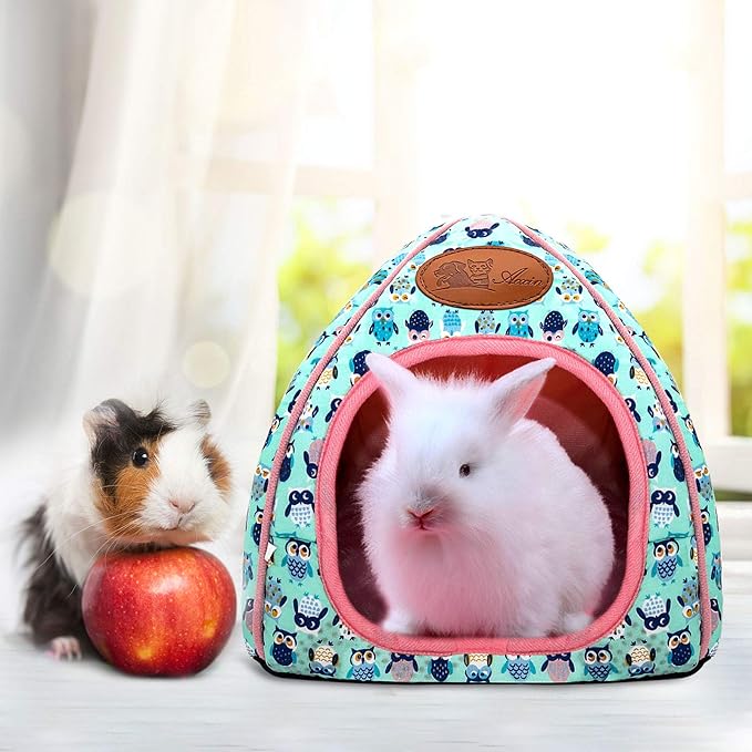 BWOGUE Guinea Pig House Bed Cozy Hamster Cave Large Hideout for Dwarf Rabbits Hedgehog Bearded Dragon Winter Nest Hamster Cage Accessories