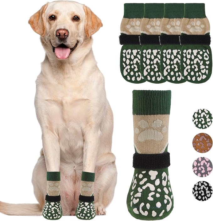 KOOLTAIL Dog Socks for Hot/Cold Pavement to Prevent Licking Paws Scratching,Anti Slip Pet Boots&amp;Paw Protector for Hardwood Floors,Traction Control Grip Booties for Small Medium Large Senior Dogs M