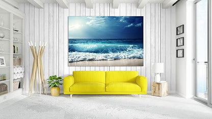Nature Wall Art Prints - Ocean Forest Mountain Lake Canvas Landscapes - Small to Extra Large Living Room Bedroom Kitchen Bathroom Décor (Summer Ocean Beach, 24L" x 36W")