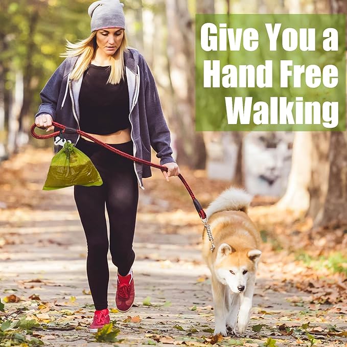 Dog Poop Bag Dispenser for Leash Attachment - Portable Set With Waste Bags &amp; Hand-Free Carrier, Fits Any Leash, Round, Pink