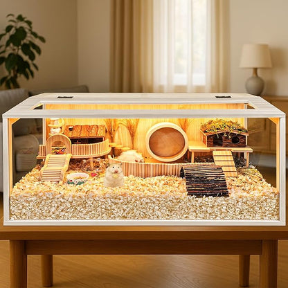 Hamster Cage Chewproof, Large Hamster Cages and Habitats, Openable Top with Acrylic Sheets, Solid Built