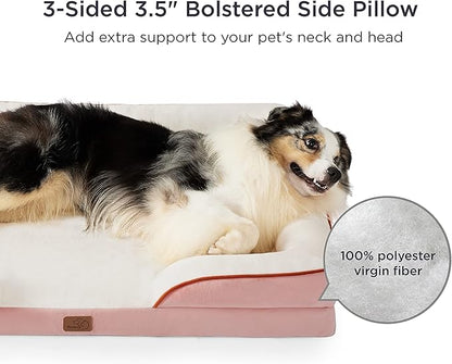 Bedsure Orthopedic Dog Beds Large Sized Dog - Washable Large Dog Cat Bed Waterproof, Comfort Dogs Couch Sofa with Washable Removable Cover, Pet Bed with Nonskid Bottom, Pink, 35"
