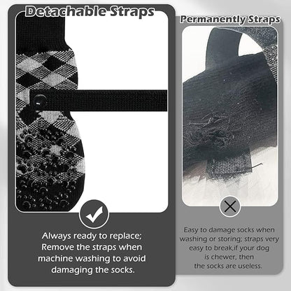 EXPAWLORER Anti Slip Dog Socks to Prevent Licking Paws, Dog Shoes for Hot Pavement, Dog Booties for Small Medium Large Senior Dogs, Traction Control Boots &amp; Paw Protectors for Hardwood Floors