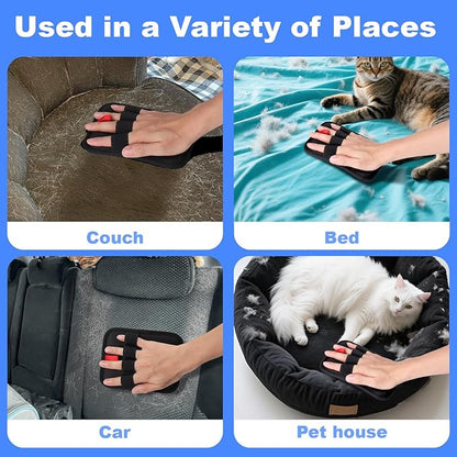 AIERSA 2Pcs Electrostatic Pet Hair Removal Glove, Electro Gloves Pet Hair, Reusable Static Pet Hair Remover Mitt, Cat &amp; Dog Hair Removal Tool for Furniture, Clothes, Carpet, Car, Couch