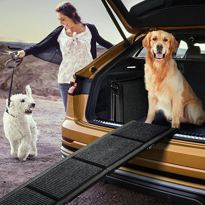 Dog Ramp for Car，63" x 17" Wide Folding Pet Ramp Dog Ramps for Medium &amp; Large Dogs with Non-Slip Rug Surface ，Portable Dog Car Ramp for SUV Car &amp; Truck, Outdoor Dog Ramp Up to 250 LBS