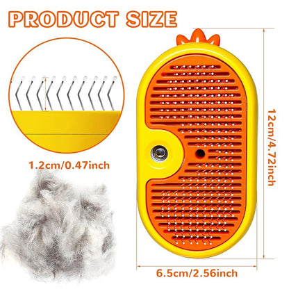 3-in-1 Rechargeable Steam Brush for Cats &amp; Dogs - Anti-Static Spray Pet Grooming Brush with Warm Mist Massage, Hair Shedding Control, Detangling Comb &amp; Cleaning Tool for Effective Deshedding
