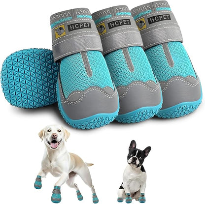 Hcpet Dog Shoes for Large Dogs, Breathable Dog Booties for Small Medium Dogs, Anti-Slip Dog Boots &amp; Paw Protectors for Hot Pavement Winter Snow Hiking with Reflective Straps Blue Size 2