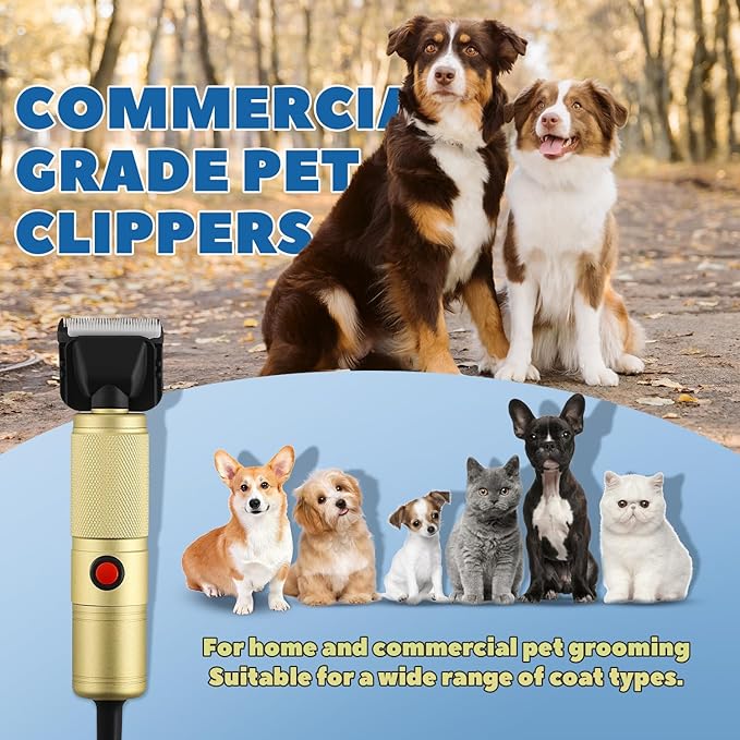 Pet Grooming Clippers 280W for Thick Heavy Coats, 2000-6000rpm Stepless Speed Control &amp; 10ft Power Cord, Low Noise< 50db, Dog Trimmer Kit with Extra Detachable Blade (280W)