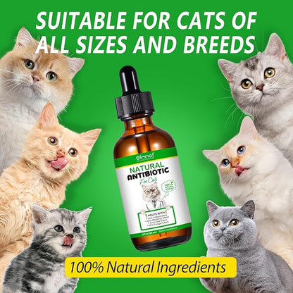 2PACK Antibiotics for Cats, Cats Antibiotics for Injections, Natural antibiotic for Cat Immune &amp; Allergy Relief, Cough Relief, Yeast Injection, UTI Treatments, Cat Antibiotic Supplement Drops, 2*60ML