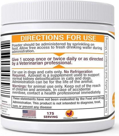 Azovast Powder Kidney Restores &amp; Kidney Powder for Dogs &amp; Cats, (4 Oz) - (175 Scoop/Jar) NO Refrigeration Required - Help Support Kidney Function &amp; Manage Renal Toxins (Made in U.S.A) (4 Oz)