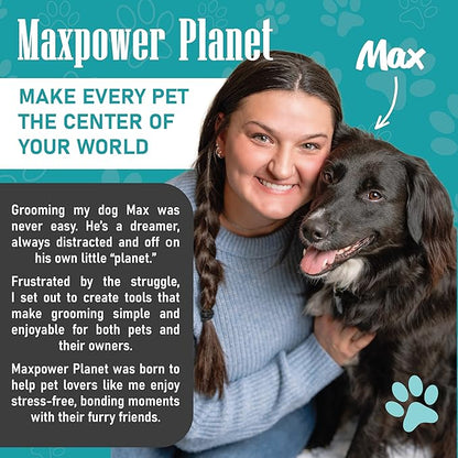 Maxpower Planet Original Pet Grooming Rake - Double-Sided Deshedding Dematting Tool, Undercoat Rake for Dogs &amp; Cats, Extra-Wide Dog Grooming Brush &amp; Deshedder Comb for Long Hair, Reduces Shedding 95%