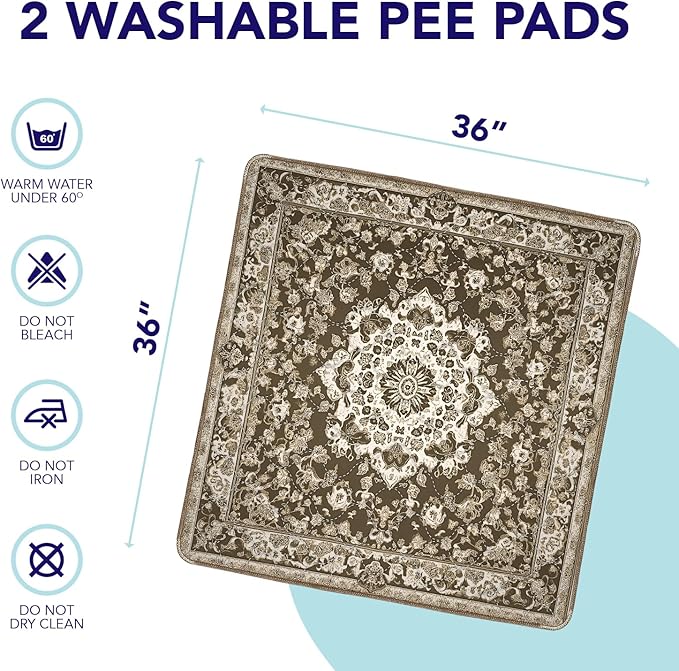 Washable Pee Pads for Dogs - Super Absorbent Reusable Puppy Training Pads - 100% Waterproof, Leak-Proof &amp; Non-Slip Whelping Pads for Pet Housebreaking