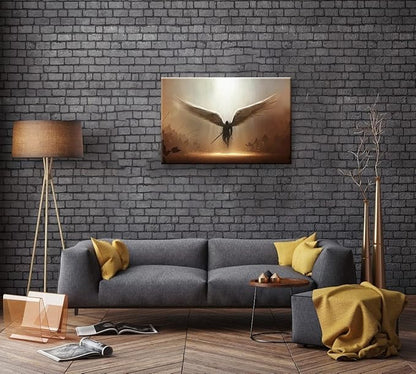 Fantasy Angel Stretched Canvas Wall Art for Living Room Bedroom Home Decoration,Abstract Anime Picture Print Painting Decor Artwork,Mysterious Wing Man Gallery Wrapped Gift,Inner Frame 24x36 Inches