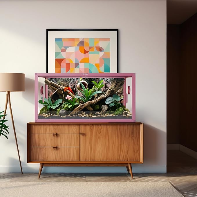 50 Gallon Bearded Dragon Tank, Reptile Enclosure for Easy Maintenance, Front Opening Reptile Tank with Top Screen Ventilation &amp; Glass Sliding Door 36&