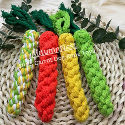 4PCS Mixed Color Woven Pet Chew Set (Yellow, Green, Orange, Rainbow), Dog Chew Toys, Cat Teething Toys, Durable &amp; Safe Interactive Pet Toys