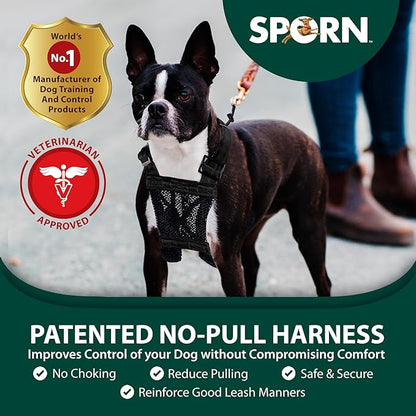 Sporn Extra Small Dog Harness No Pull - Easy &amp; Adjustable for Growing Puppies, Lightweight, Breathable, Durable Nylon, Black Mesh Body, XS Size, Anti-Pull Dog Harness for Puppies &amp; Small-Sized Breeds