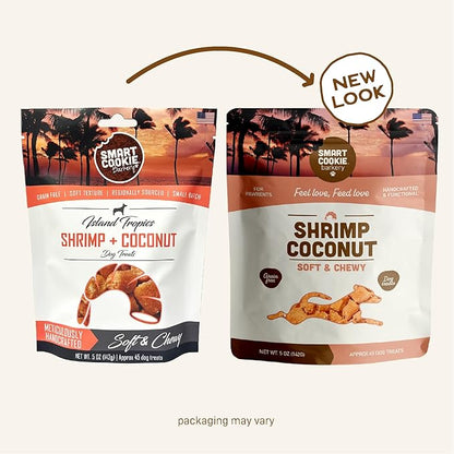 Smart Cookie All Natural Soft Dog Treats - Shrimp &amp; Coconut - Healthy Dog Treats for Allergies, Sensitive Stomachs - Chewy, Grain Free, Human-Grade, Made in The USA - 5oz Bag, 1 Pack