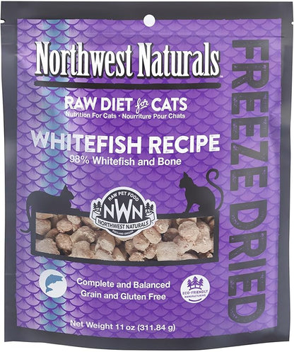 Northwest Naturals Freeze-Dried Whitefish Cat &amp; Kitten Food – Bite-Sized Nibbles, Healthy, Limited, Human-Grade Ingredients, All-Natural, High-Protein Raw Diet, Complete &amp; Balanced, Grain-Free – 11 oz