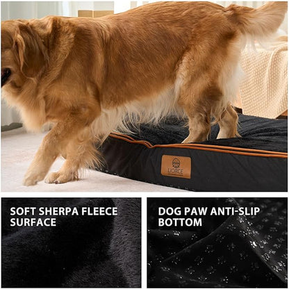 Orthopedic Memory Foam XXL Dog Bed - 6" Thick Beds for Extra Large Sized Dog - Waterproof Removable Washable Cover &amp; Wrap-Around Zipper - Ultimate Comfort &amp; Easy Maintenance, Black