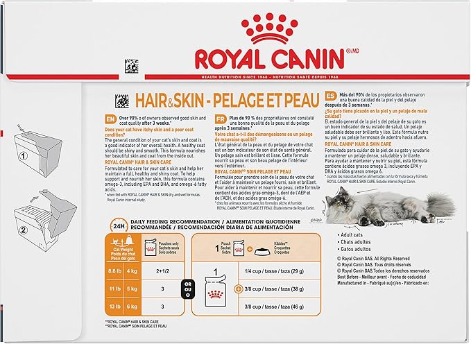 Royal Canin Hair &amp; Skin Care Chunks in Gravy Wet Cat Food Pouch, 3 oz pouch (12-count)