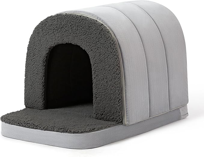 Orthopedic Dog Bed House - Dog House Indoor with Egg-Crate Foam - Tent Bed with Waterproof Lining &amp; Nonskid Bottom, Ideal for Extra Large Breeds &amp; Fits 42-Inch Crate - 41"x27", Charcoal