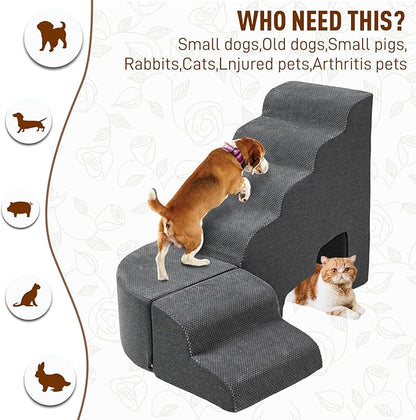 Update Stable Dog Stairs &amp; Steps Ramps for High Beds 30 inches High Tall, LitaiL 6 Step Pet Stairs Steps for High Beds 30 inch Large Dogs, Non-Slip Dog Ramps for Small Dogs, Older Cat