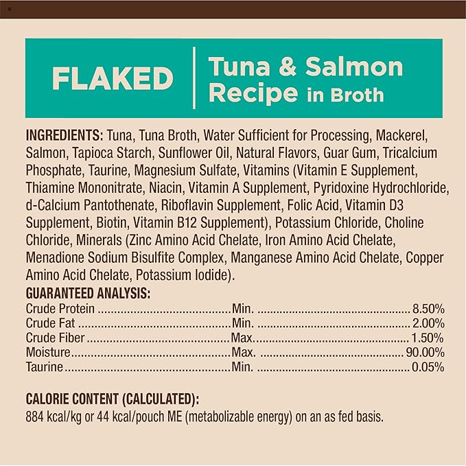 Wellness CORE Tiny Tasters Flaked Adult Wet Cat Food, Natural, Protein-Rich, Grain Free, 1.75-Ounce Pouch, 12 Pack, (Tuna &amp; Salmon)