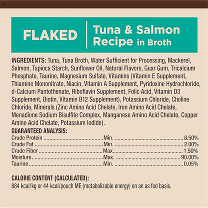 Wellness CORE Tiny Tasters Flaked Adult Wet Cat Food, Natural, Protein-Rich, Grain Free, 1.75-Ounce Pouch, 12 Pack, (Tuna &amp; Salmon)