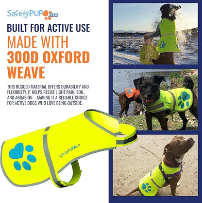 Dog Reflective Vest – Hi-Vis Fluorescent Visibility That Helps to Safeguard Your Pet On/Off Leash in Urban &amp; Rural Areas (Yellow, Medium)