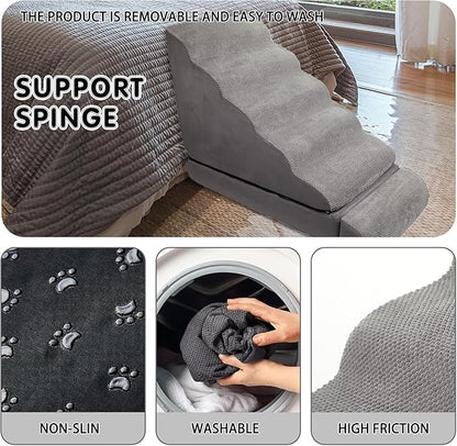 Soft Dog Stairs &amp; Steps for High Beds 28 Inches High Tall, LitaiL Pet Stairs/Steps for High Beds for Small Large Dogs, Non-Slip Dog Ramps for Bed, for Older Cats