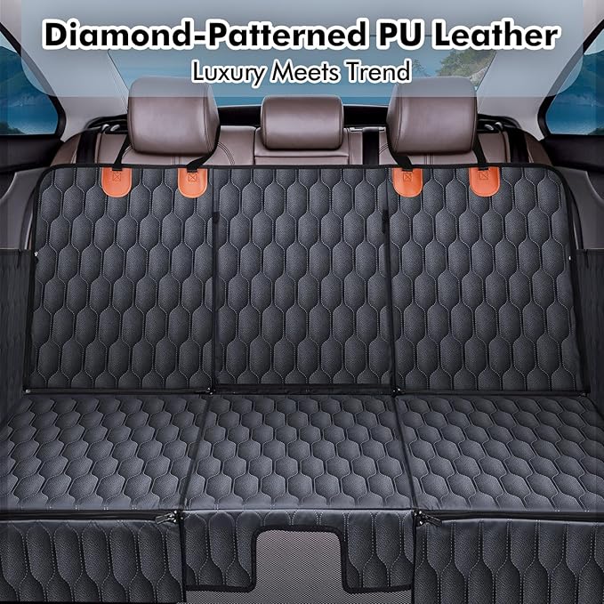 3-in-1 Convertible PU Leather Dog Car Seat Extender &amp; Booster Seat – 400lb Capacity, Waterproof, Hard Bottom, Scratch-Proof Hammock for Cars &amp; SUVs-L