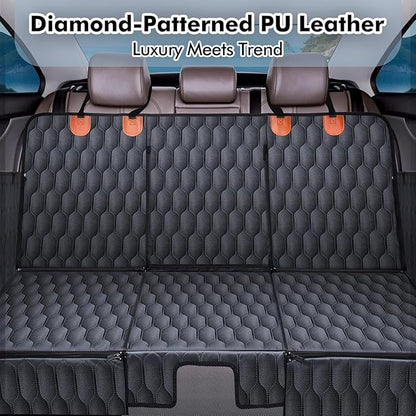 XL 3-in-1 Convertible PU Leather Dog Car Seat Extender &amp; Booster Seat – 400lb Capacity, Waterproof, Hard Bottom, Scratch-Proof Hammock for Cars &amp; SUVs
