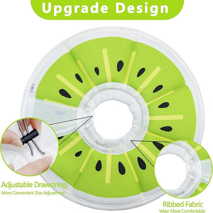Soft Adjustable Cat Cone Collar, Comfortable Recovery Collar for Cats After Surgery (Kiwifruit, Small)