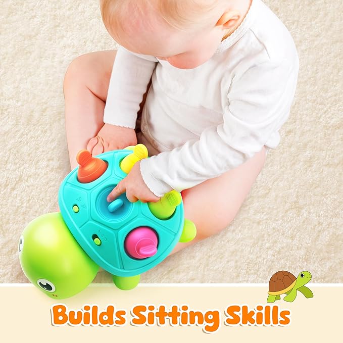 Vanmor Baby Toys 6–12 Months, Musical Turtle Infant Toy, Teething Toy with Music, Crawling Walking Toys for Babies, Early Learning Educational Toy with Light &amp; Sound, for Newborns
