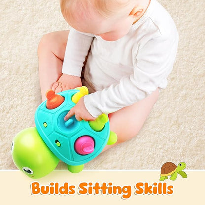 Vanmor Baby Toys 6–12 Months, Musical Turtle Infant Toy, Teething Toy with Music, Crawling Walking Toys for Babies, Early Learning Educational Toy with Light &amp; Sound, for Newborns
