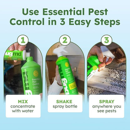 BugMD Ant Killer &amp; Bug Spray Concentrate - Indoor Cockroach and Roach Killer, Spider Spray for Home, Fly and Insect Defense, Essential Oils, Plant-Powered, Eco-Friendly Pest Control - 3.7 Oz