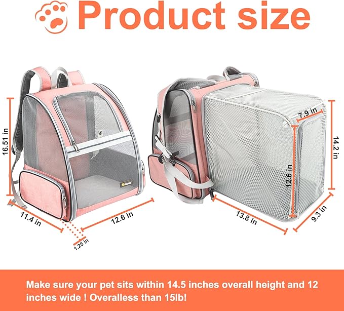 Texsens Innovative Traveler Bubble Backpack Pet Carriers with Upgraded Breathable &amp; Expandable Tent for Cats and Dogs