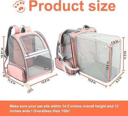 Texsens Innovative Traveler Bubble Backpack Pet Carriers with Upgraded Breathable &amp; Expandable Tent for Cats and Dogs
