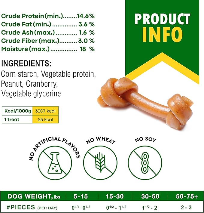 Dog Treats Peanut Butter Bones with Cranberry &amp; Rawhide Free Chew 11 Oz - Pet Natural Mini &amp; Big Snacks Healthy Collagen &amp; Bulk Best Chews for Small &amp; Large Dogs - Made for USA (Peanut Butter)