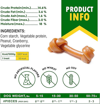 Dog Treats Peanut Butter Bones with Cranberry &amp; Rawhide Free Chew 11 Oz - Pet Natural Mini &amp; Big Snacks Healthy Collagen &amp; Bulk Best Chews for Small &amp; Large Dogs - Made for USA (Peanut Butter)