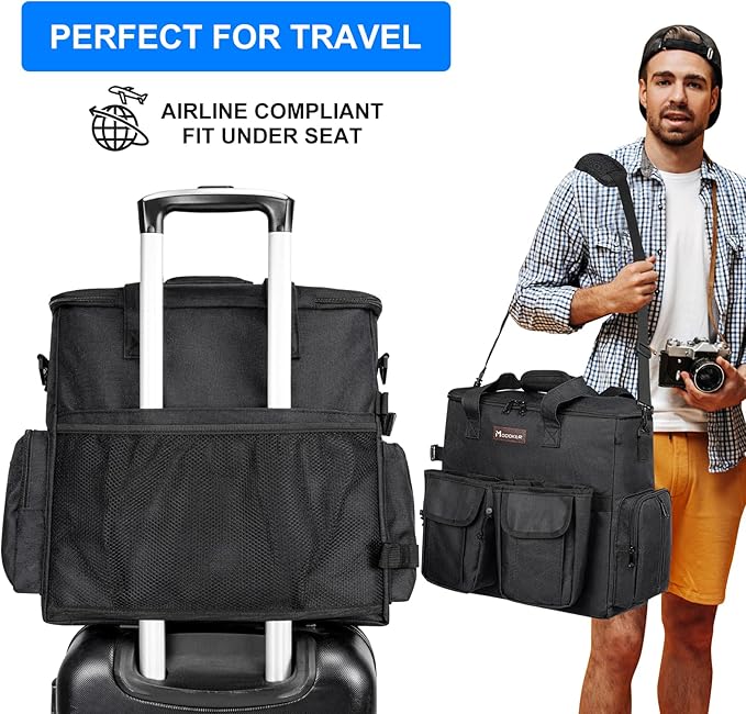 Dog Travel Bag, Airline Approved Pet Travel Bag with 2 Dog Treat Training Pouches for Weekend Pet Travel Supplies &amp; Accessories, Black