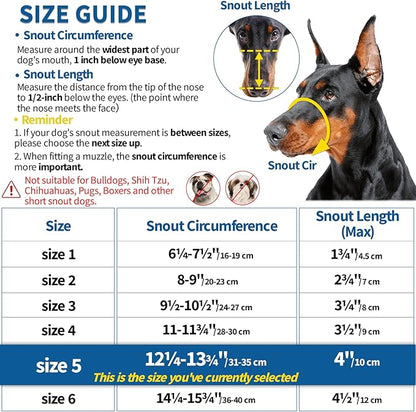 BARKLESS Dog Muzzle, Basket Muzzle Anti Biting Chewing, Sturdy Lightweight Cage Mouth Cover for Small Medium Large Sized Dogs, Allows Panting Drinking, Suitable for Grooming Trimming Training