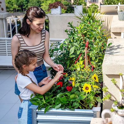 Land Guard Galvanized Raised Garden Bed with Legs, 48×24×32in Large Metal Elevated Raised Planter Box with Drainage Holes for Backyard, Patio, Balcony, 400lb Capacity