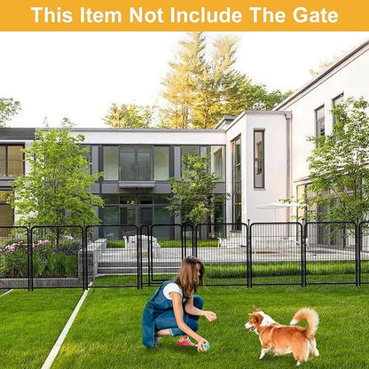 Doorless 48 in(H) Decorative Garden Fence and Borders, 12 Panels Total 26.6 Ft(L), Outdoor Dog Fence, Fencing for Garden Beds, Dog Play Pen Outdoor, Flower Bed Fencing, Black