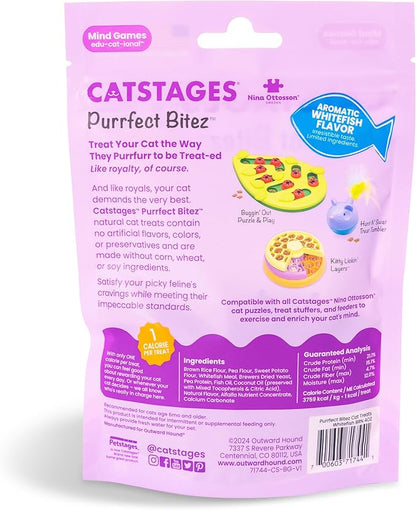 Catstages by Nina Ottosson Purrfect Bitez Natural Crunchy Cat Treats for Puzzles, Toys, Feeders, &amp; Training, USA-Made, Real Whitefish Flavor, 4oz (Pack of 2)