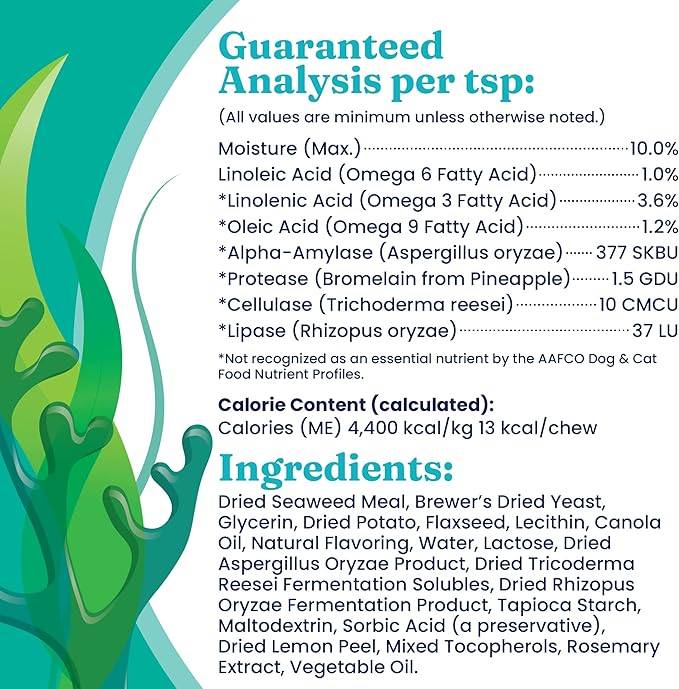 Solid Gold Cat &amp; Dog Multivitamin Chews - Kelp, Omega 3 &amp; Vitamins for Dental, Digestive, Immune, Skin &amp; Coat Health - Multi Vitamin for Dogs &amp; Cats - Sea Kelp Based Soft Chew for All Ages - 120ct