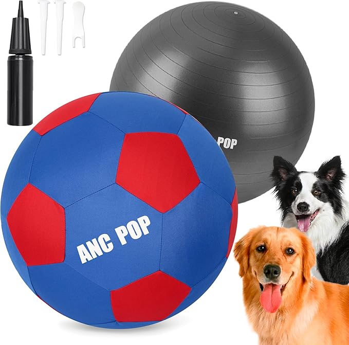 Herding Ball for Dogs &amp; Horses - 20" Ball with Hand Pump - Blue &amp; Red
